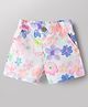 Vitamins Woven Above Knee Length Shorts With Floral Print - Purple