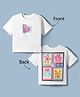 Vitamins 100% Cotton Knit Drop Shoulder Half Sleeves Floral Front & Back Printed T-Shirt - White