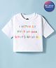 Vitamins 100% Cotton Knit Drop Shoulder Half Sleeves Text Printed T-Shirt - White