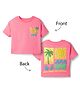Vitamins Cotton Knit Drop Shoulder Half Sleeves Beach Theme Front & Back Printed T-Shirt - Pink