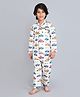 Little Clothing Cotton Woven Full Sleeves Cars Printed Coordinating Shirt & Pajama Night Suit - White