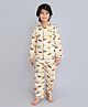 Little Clothing Cotton Woven Full Sleeves Cars Printed Coordinating Shirt & Pajama Night Suit - Beige