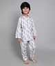 Little Clothing Cotton Woven Full Sleeves Dinosaur Printed Coordinating Kurta & Pajama Night Suit - Off White