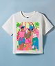 Vitamins 100% Cotton Knit Drop Shoulder Half Sleeves Printed T-Shirt - OffWhite