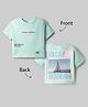 Vitamins 100% Cotton Knit Drop Shoulder Half Sleeves Beach Theme Front & Back Printed T-Shirt - Light Green