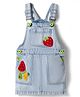 Vitamins 100% Cotton Sleeveless Washed Dungaree With Fruits Embroidery - Light Blue