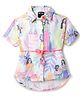 Vitamins Half Sleeves Tropical Theme Printed Shirt Style Frock - Light Blue