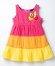Vitamins 100% Cotton Woven Sleeveless Tiered Frock With Fruits Crochet - Multicolour