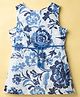 Vitamins Woven Sleeveless Floral Printed & Embroidered Frock - White