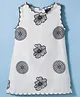 Vitamins Cotton Woven Sleeveless Frock with Floral Embroidery - Off White