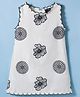 Vitamins Cotton Woven Sleeveless Frock with Floral Embroidery - Off White
