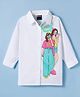 Vitamins Cotton Woven Full Sleeves Shirt Dress with Stay Cool Print - White