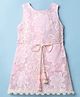 Vitamins Cotton Woven Sleeveless Floral Embroidered Frock - Light Pink