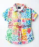 Vitamins Woven Half Sleeves Floral Printed Shirt Style Frock - Light Blue