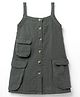 Vitamins 100% Cotton Woven Sleeveless Solid Textured Frock - Olive Green