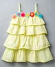Vitamins 100% Cotton Woven Sleeveless Layered Frock With Corsage -Yellow