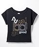 Vitamins Knit Half Sleeves Top With Rhinestone Detailing - Black