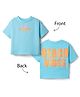 Vitamins 100% Cotton Knit Drop Shoulder Half Sleeves Beach Theme Front & Back Printed T-Shirt - Aqua Blue