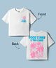 Vitamins 100% Cotton Knit Drop Shoulder Half Sleeves Beach Theme Front & Back Printed T-Shirt - OffWhite
