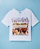 Vitamins Knit Half Sleeves T-Shirt With Sequin Detailing & Print - White