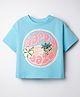 Vitamins 100% Cotton Knit Drop Shoulder Half Sleeves Beach Theme Printed T-Shirt - Aqua Blue