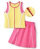 OLLINGTON ST. Cotton Knit Rib Lycra Sleeveless Top & Skirt Set - Limegreen & Black