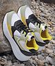 asian Colour Blocked Lace Up Shoes - White Black &  Yellow