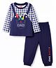 Babyhug Cotton Knit Full Sleeves T-Shirt & Pyjama Night-Suit With Dad Print - Navy Blue