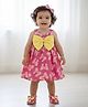 Many frocks & Cotton Woven Sleeveless  Bow Printed  & Applique Detailed Dress - Pink