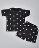 HRIT Cotton Knit Half Sleeves Stars Printed Coordinating Tee & Shorts Set - Black