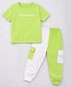 HRIT Cotton Knit Half Sleeves Exceptional Text Printed Tee & Joggers Set - Neon Green & White