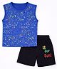 HRIT Cotton Knit Half Sleeves Splash Printed Tee & Joggers Set - Royal Blue & Black