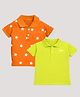 HRIT Cotton Knit Pack Of 2 Half Sleeves  Stars Printed Polo Tees - Orange & Neon Green