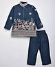 HRIT Cotton Woven Full Sleeves Animals Embroidered Kurta &  Pyjama Set - Blue