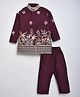 HRIT Cotton Woven Full Sleeves Animals Embroidered Kurta &  Pyjama Set - Purple