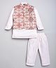 HRIT Cotton Woven Full Sleeves Solid Kurta & Pyjama With Floral Printed Jacket - Peach