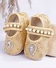 Coco Candy Stones & Pearl Embellished Velcro Closure Booties - Golden