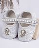 Coco Candy Stones & Pearls Embellished Velcro Closure Booties - Silver
