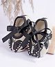 Coco Candy Butterfly Applique Detailed Tie Up Booties - Black