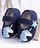 Coco Candy Unicorn Applique Detailed Velcro Closure Booties -    Blue