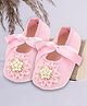 Coco Candy Floral Applique & Pearl Embellished Tie Up  Booties - Pink
