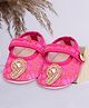 Coco Candy Stones & Beads Embellished Velcro Closure Booties - Dark Pink