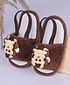Coco Candy Teddy Bear  Applique Detailed Sandals - Brown