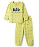 Babyhug Cotton Knit Full Sleeves T-Shirt & Pyjama Co-ord Night Suit with Star Print - Lime Green