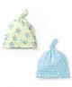 Babyhug 100% Cotton Interlock Knit Animal & Star Printed Caps Pack Of 2 Multicolor - Diameter 16.5 cm