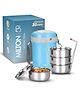 MILTON Electron Portable Electric Lunch Box I Set of 4 Stainless Steel Containers I Auto Shut Off I Cool Touch Shock Proof Body I Ideal for Hot Food at Office, Hostel, Travel I 1.44 L, Blue