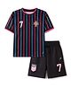 Pine Active Knit Half Sleeves Striped T-Shirt & Shorts Set - Black