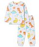 Babyhug Cotton Knit Full Sleeves Co-Ord T-Shirt & Pyjama Night Suit With Dino Print - Multicolor