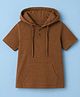 Pine Kids Cotton Knit Hooded T-Shirt with Henley Neck Brown 6-7 Years
