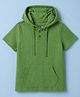 Pine Kids Cotton Knit T-Shirt Hooded Half Sleeves Olive Green 7-8 Years